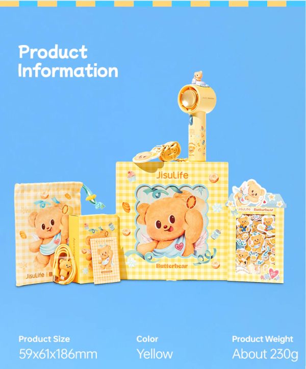 Jisulife Official Store Malaysia Pro1 Butterbear Limited Edition Portable Handheld Fan