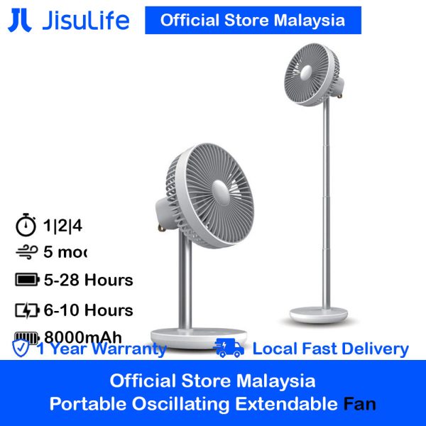 Jisulife Official Store Malaysia Portable Extendable Rechargeable Oscillating Fan
