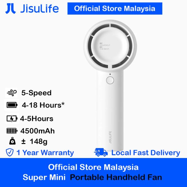 Jisulife Official Store Malaysia FA42 Portable Handheld Turbo Bladess Handheld Fan