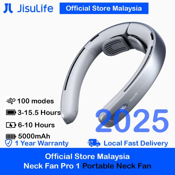 Jisulife Official Store Malaysia Portable Rechargable 100 Speed Control Neck Fan