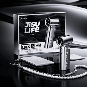 Jisulife Official Store Malaysia Life9 Limited Edition Chrome Silver Mini Portable Handheld Fan