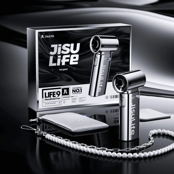 Jisulife Official Store Malaysia Life9 Limited Edition Chrome Silver Mini Portable Handheld Fan