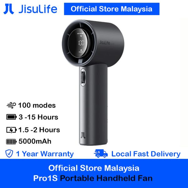 Jisulife Official Store Malaysia Portable Aluminum Body Handheld Fan 100 Speed Control