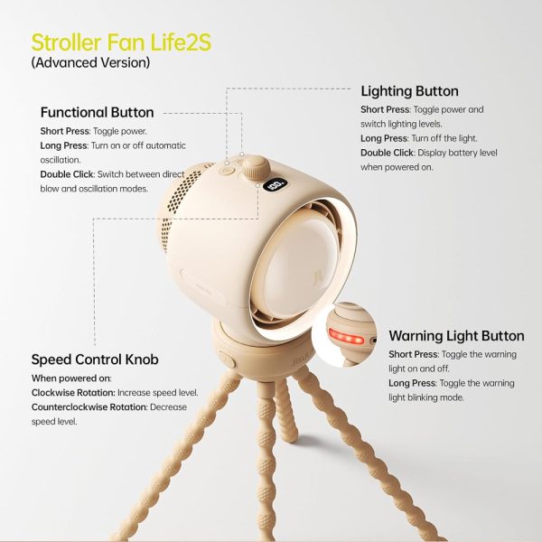 Jisulife Official Store Malaysia Life2S Portable Baby Stoller Fan