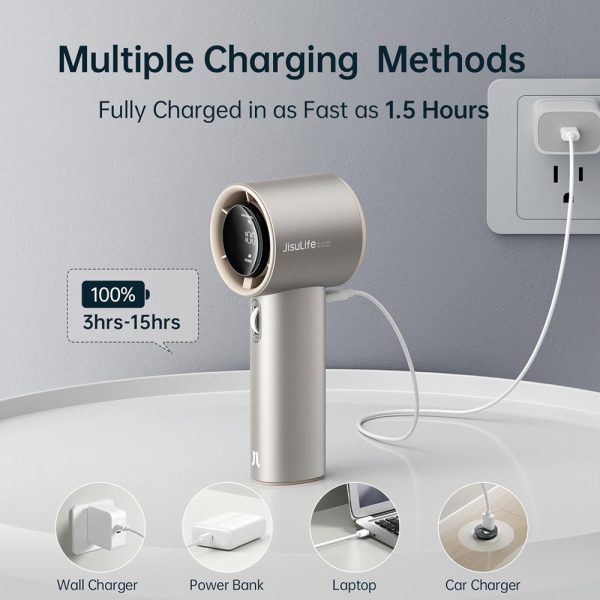 Jisulife Official Store Malaysia Portable Aluminum Body Handheld Fan 100 Speed Control