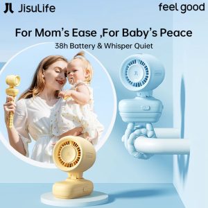 JisuLife Stroller Fan 4 Portable Baby Stroller Fan 5000mAh 38H Long Battery Ultra Quiet Natural Wind Clip & Stand Fan