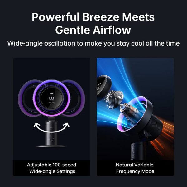 Jisulife Table Pro3 Oscillating Table Fan with Advanced Air Circulation System 5.6m/s Turbo Boost & 100-Speed Control